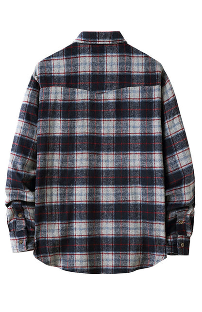 Men's Plaid Woven Leisure Lapel Shirt