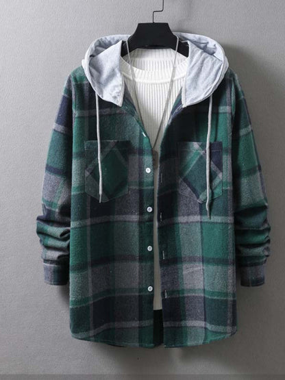 Men's Plaid Hooded Flannel Jacket